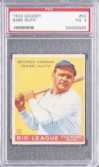 1933 Goudey #53 Babe Ruth – PSA VG 3
